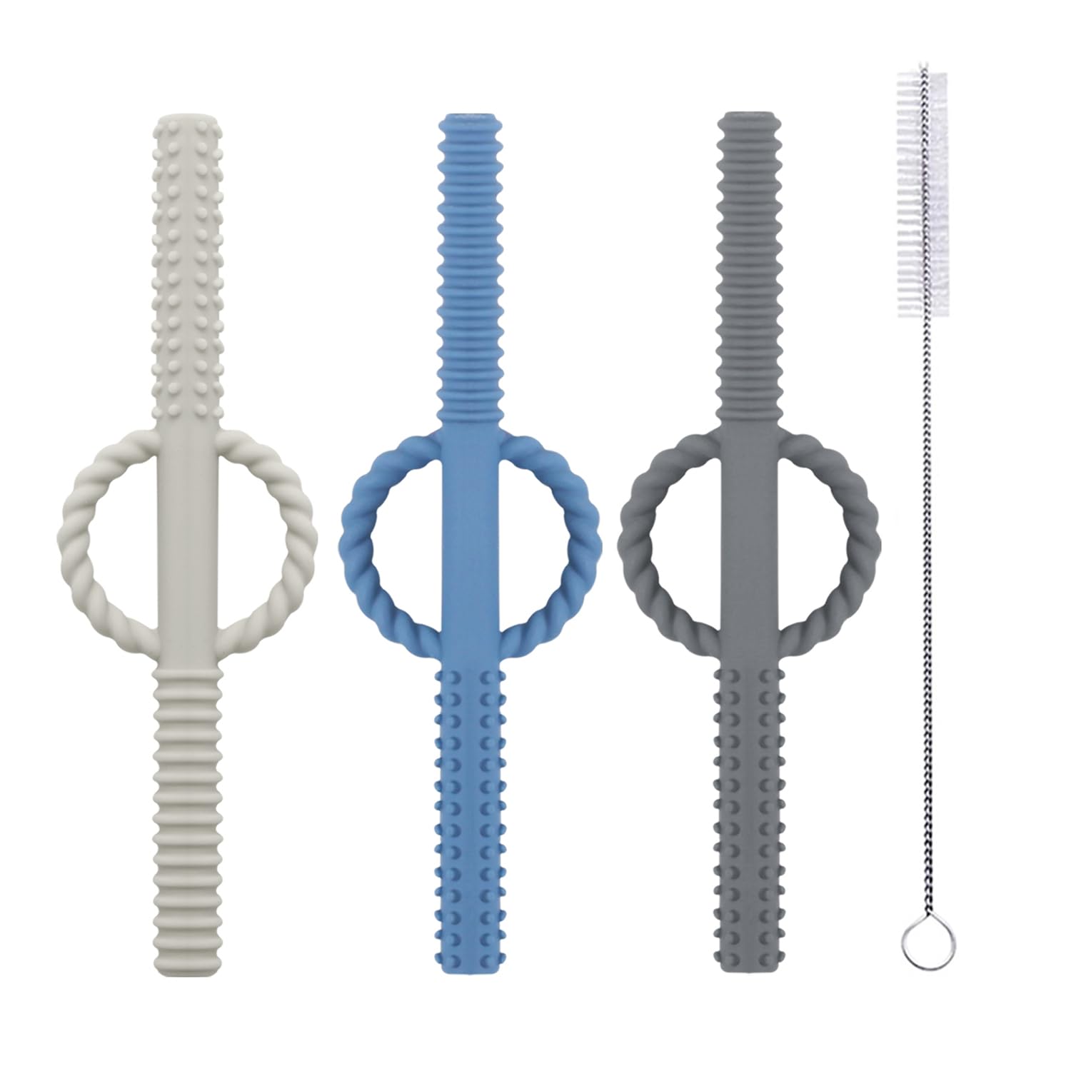 Yapromo Silicone Baby Teether Tubes For Infants With Nursing Biting Chewing - 3 Pack