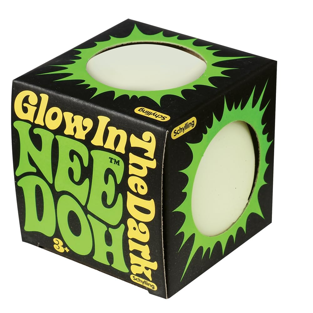Schylling NeeDoh Glow in The Dark - Sensory Squeeze Toy - Gratifying Glowing Glob - 2.5 Wide - Glow in The Dark (Pack of 1)