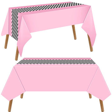 Irenare Car Birthday Party Supplies Racing Decorations 50S Party Tablecloth Racetrack Table Runner Table Covers For Kids Boy Car Theme Birthday Decor, 54 X 108 Inch(Cyan,Pink,6 Sheets)