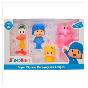 BANDAI - Pack of 4 Super Figures Pocoyo and Friends FA77750, Plastic Toys for Kids, Collectible TV Series Set, Toy Dolls