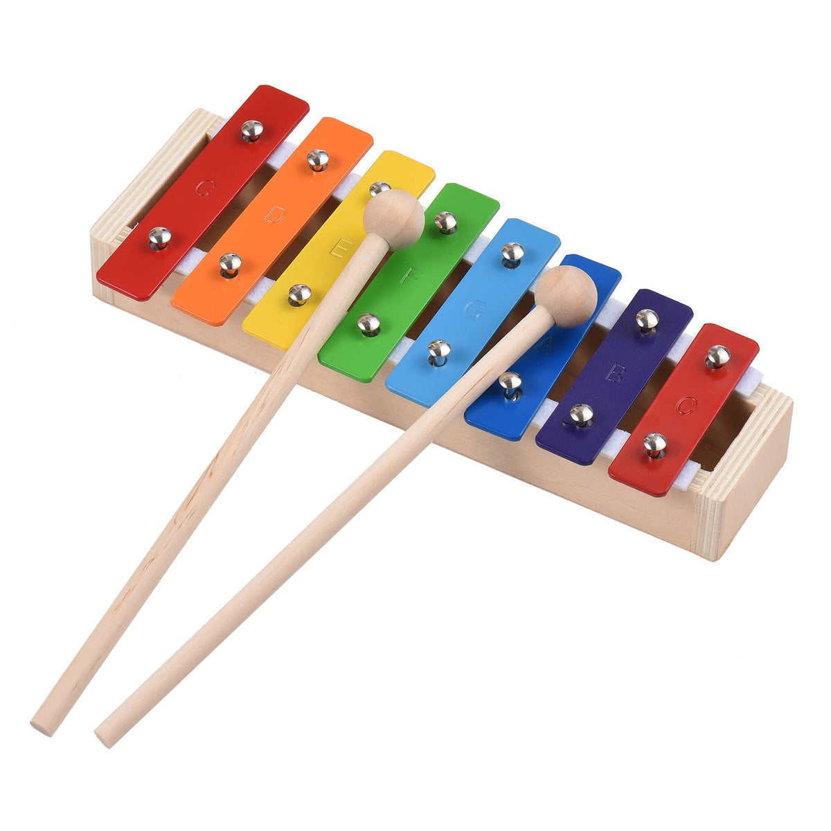 Excluzo 8 Keys Compact Size Xylophone Glockenspiel With Mallets Percussion Musical Instrument Toy Gift For Kids Children