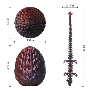 3D Printed Dragon Egg,Fidget Toy For Birthday, Executive Desk Toys For Adults And Kids (Black Red)
