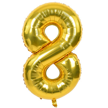 Toniful 40 Inch Gold Large Numbers Balloons0-9,Number 8 Digital Helium Balloons,Foil Mylar Big Number Balloons For Birthday Part