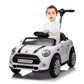 Voupou Licensed Mini Cooper Kids Ride On Car - Toddler Push Car Toy With Adjustable Rod, Horn Music, Seat Belt - Ideal Stroller