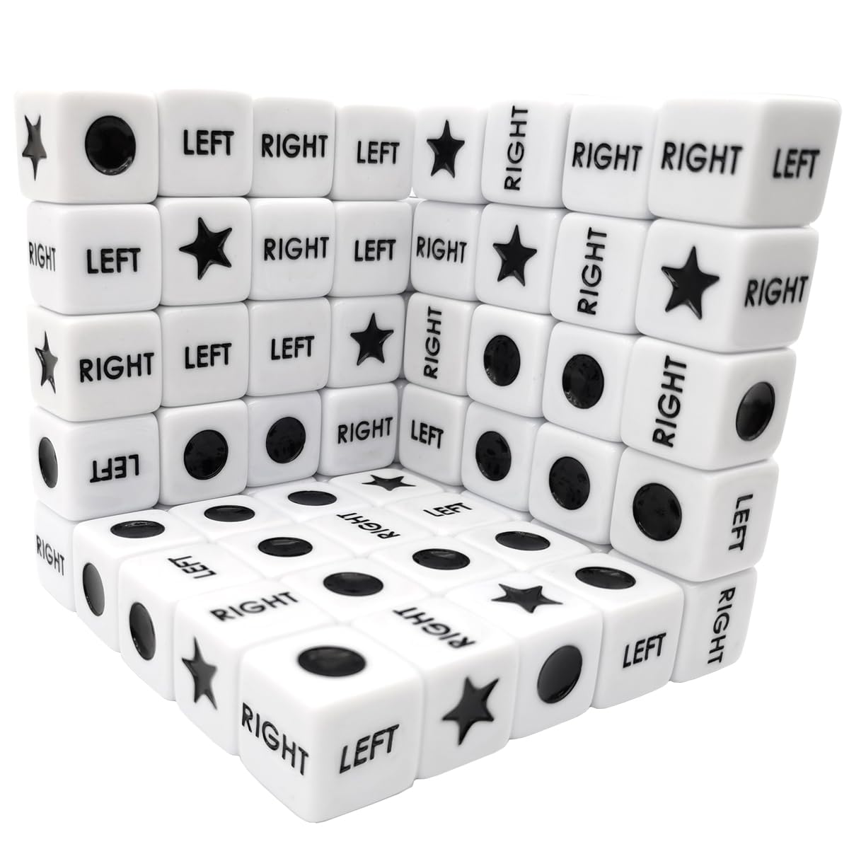 Ahoper 50 Pieces Left Right Center Dice Only 50 Dices Left Right Center Dice Game Prime Dice Only,Left Right Center Bulk,16mm St