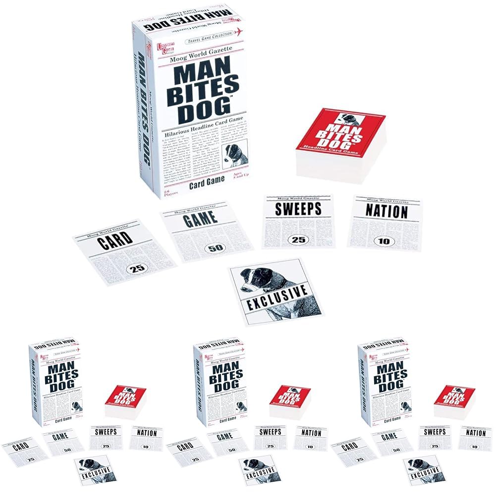University Games Man Bites Dog (Pack of 4)