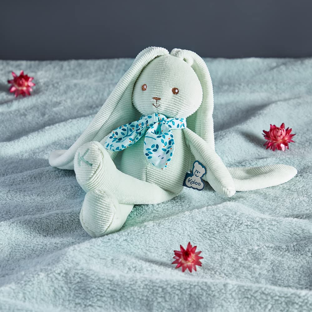 Kaloo Lapinoo Corduroy Rabbit - Machine Washable 10” Tall - Aqua - Small - Model K969938