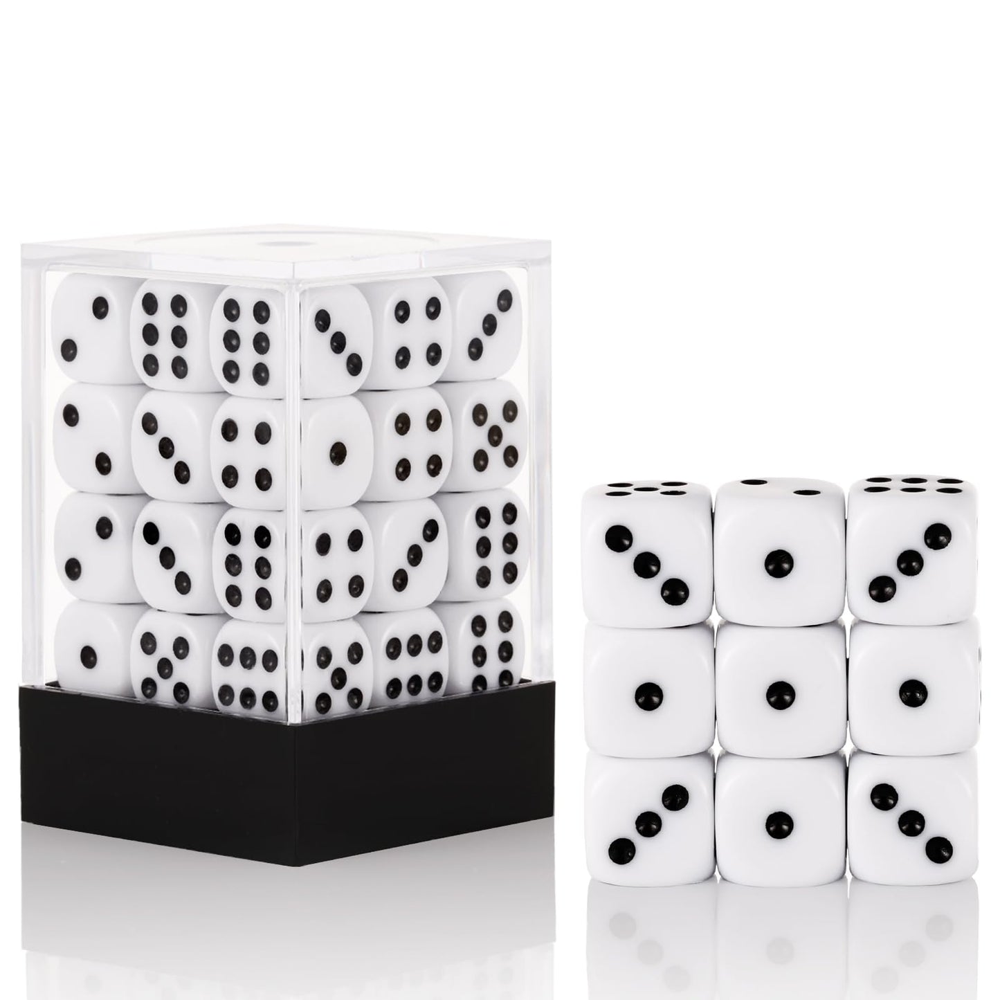 36 of Pack 12MM 6 Sided MINI Dice Set,Solid White Game Dice Set, 6 Sided Standard Colored Dices for Tenzi, Bunco or Teaching Mat