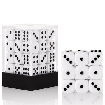 36 of Pack 12MM 6 Sided MINI Dice Set,Solid White Game Dice Set, 6 Sided Standard Colored Dices for Tenzi, Bunco or Teaching Mat