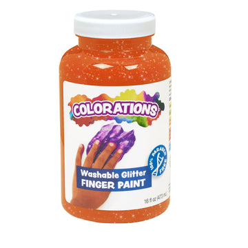 Colorations® Orange Washable Glitter Finger Paint, 16Oz, Paint, Washable Paint, Finger Paint, Kids Paint, Washable Paint For Kids, Finger Paints For Toddlers Non-Toxic, Tempera Paint, Toddler Paint