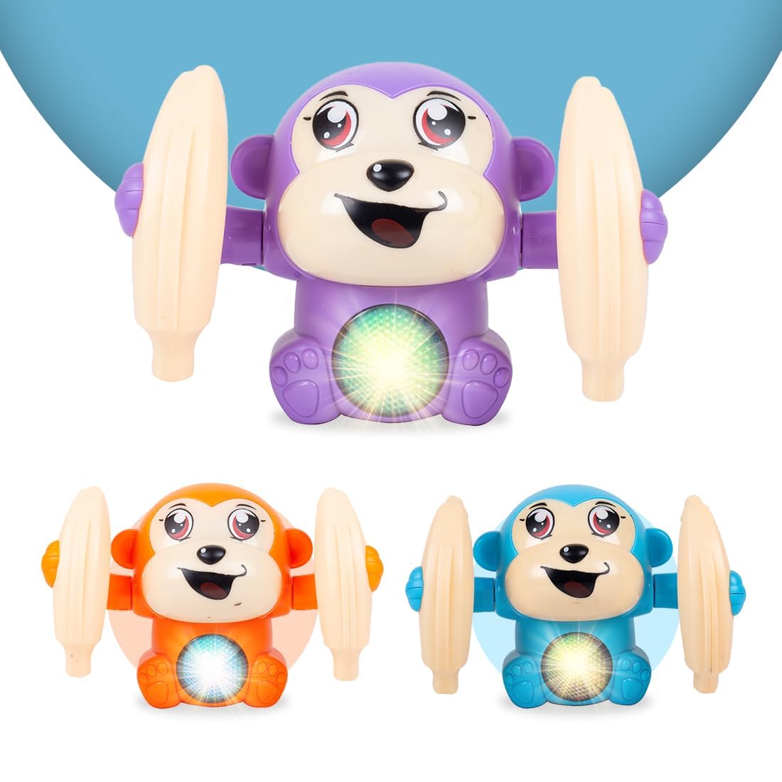 Dancing Monkey Toy With Sound Control & Led Lights | Electric Rolling Somersault Monkey With Voice Induction & Touch Sensor | In