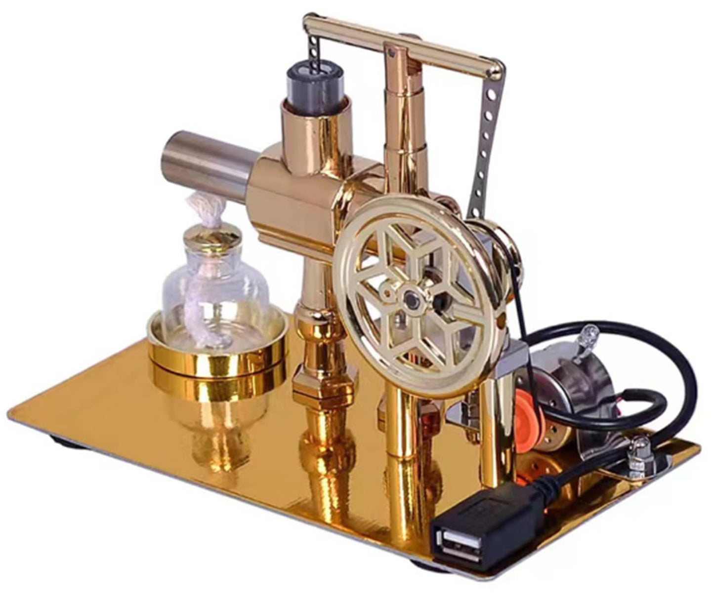 Hot Air Stirling Engine Motor Model Stirling Engine Kit  Single-Cylinder Metal Stirling Engine External Combustion Engine Motor DIY Hot Air Engine Gift of Air for mature-themeds Desktop Educational Toy (A)