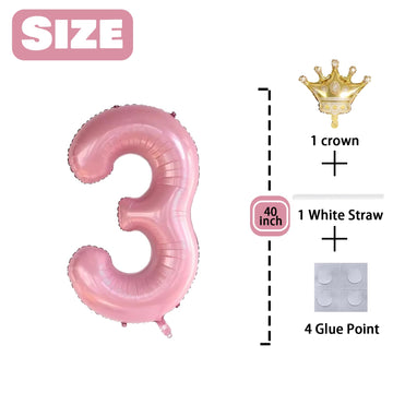 3 Number Balloon Blue 40 Inch Big Foil Crown Helium 3Rd Balloons For 3 Year Old Boy Girl Birthday Party Decorations Wedding Anni