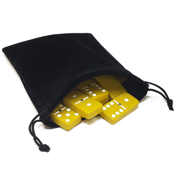 Marion & Co. Domino Double Six 6 Yellow With White Spots Jumbo Tournament Professional Size With Spinners In Black Elegant Velve