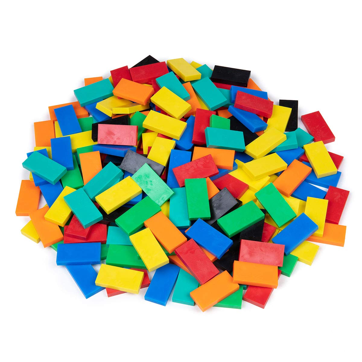 Bulk Dominoes Plastic Bulk 100pcs - Building and Stacking and Chain Reaction Toppling STEAM Toy Blocks for Kids (Classic Mix)