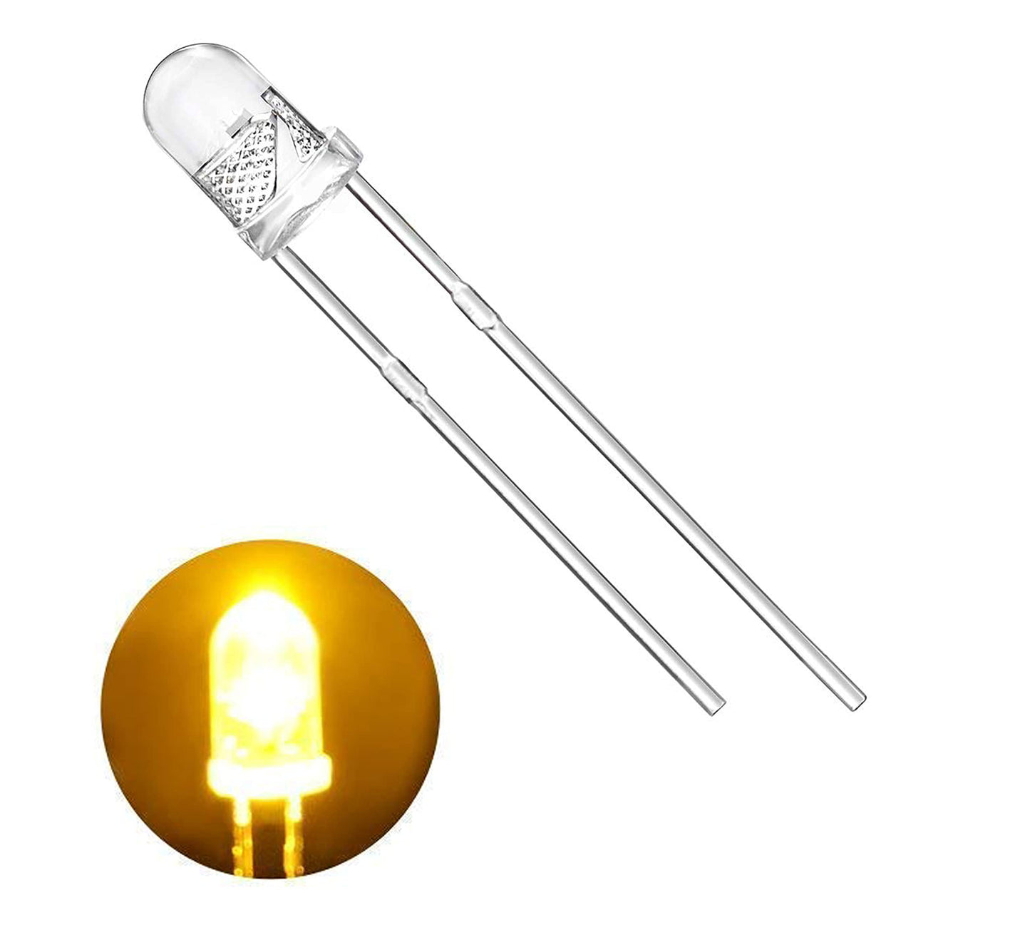 Wizzo (Pack Of 100 Pieces Transparent Super Bright Led 5Mm, 3V Dc 2 Pin Light Emitting Diode, Multipurpose, For Science Projects