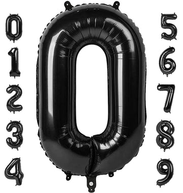 Number 0 Balloons 40 Inch Jumbo Black Foil Mylar Number Balloons For 10 20 30 40 50 60 Numbers Balloon Birthday Decorations Anni