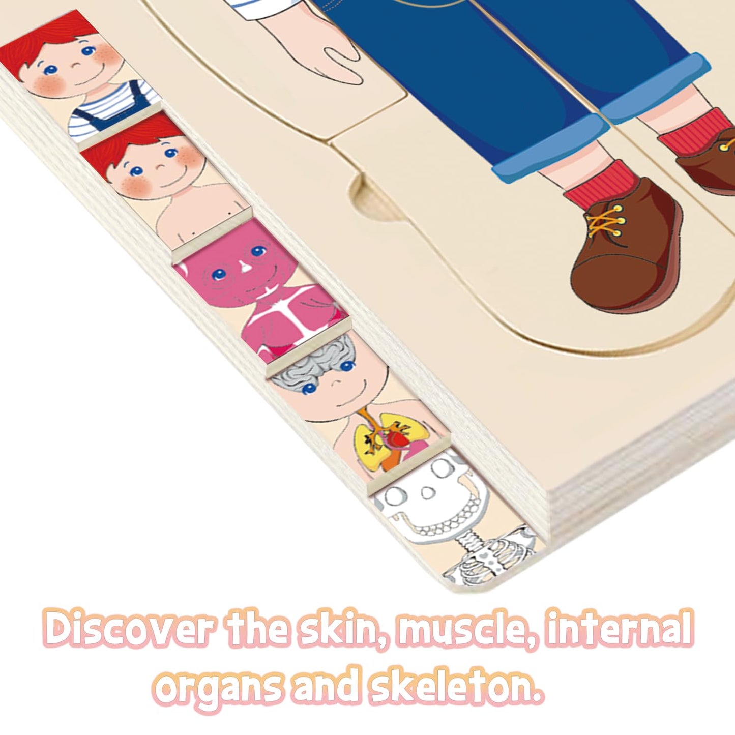 Moinkidz Wooden My Body Puzzle For Toddlers & Kids, Girls Montessori Anatomy Puzzle Kid Play Set, Preschool Game Learning Human