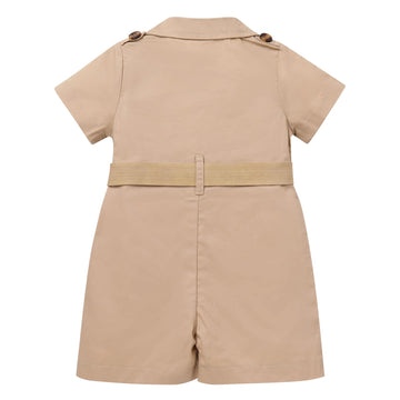Idopip Baby Girls Safari Outfit Wild Animal Jumpsuit + Hat Toddler Summer Birthday Party Clothes Set Overall Shorts Photo Shoot Bodysuit With Belt Khaki 2-3 Years
