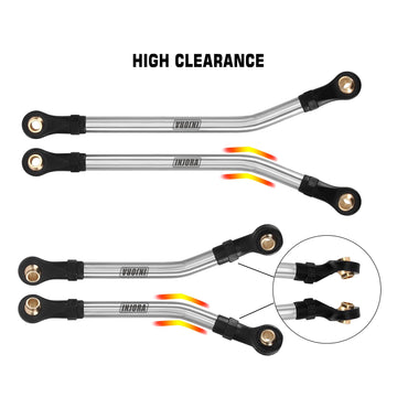 INJORA Stainless Steel High Clearance Chassis Links Set for 1/18 RC Crawler TRX4M High Trail K10 F150, 41g/Set