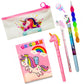 Kobbet Plastic 7Pcs Unicorn Stationery Set For Girls  Pencil Pouch, Diary, Pen, Pencil, Eraser  Party Favor, Birthday, Navrata