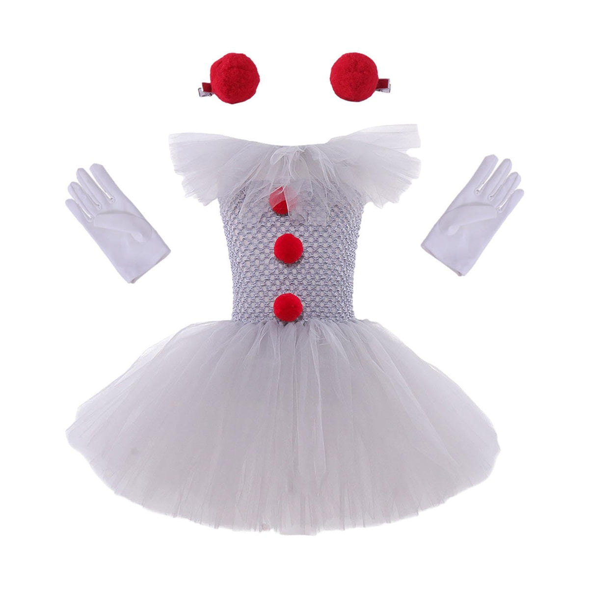 NIVAA Girls Clown Tutu Dress Costume for Role Play Masquerade Photography Clothing S