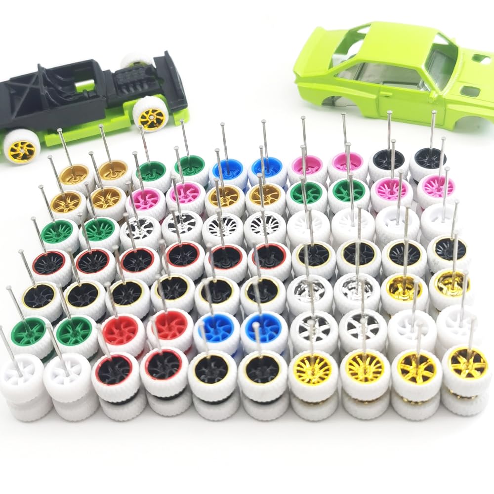 Mixed 10 set 1/64 wheels and tires (10 Mixed White Wheels)