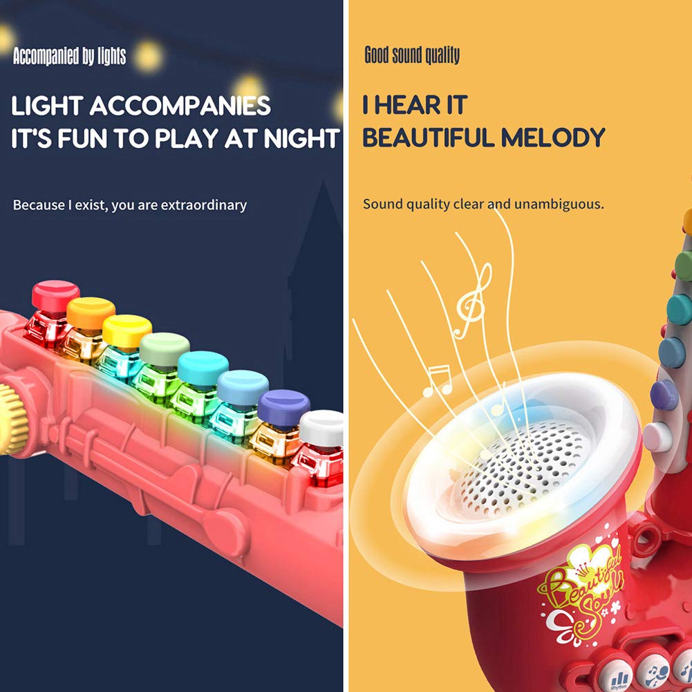 Smaroll Kids Saxophone Toy With Light And Sound,Multifunctional Early Educational Toys Musical Instrument Toy For Toddler Girls