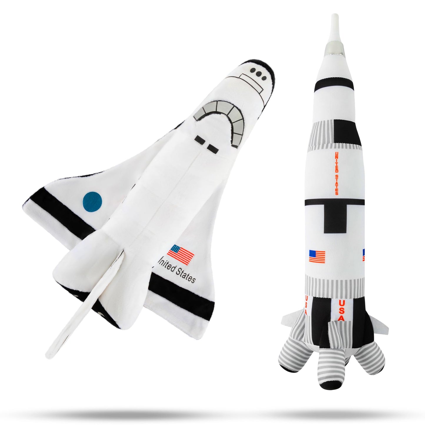 Space Shuttle Plush Toy 14 ' & Saturn Rocket 17 ', Mission Ship For Kids, Christmas & Birthday Gifts For Little Astronauts, Boys & Girls, Soft & Huggable, Fun, Great For Imaginative Play
