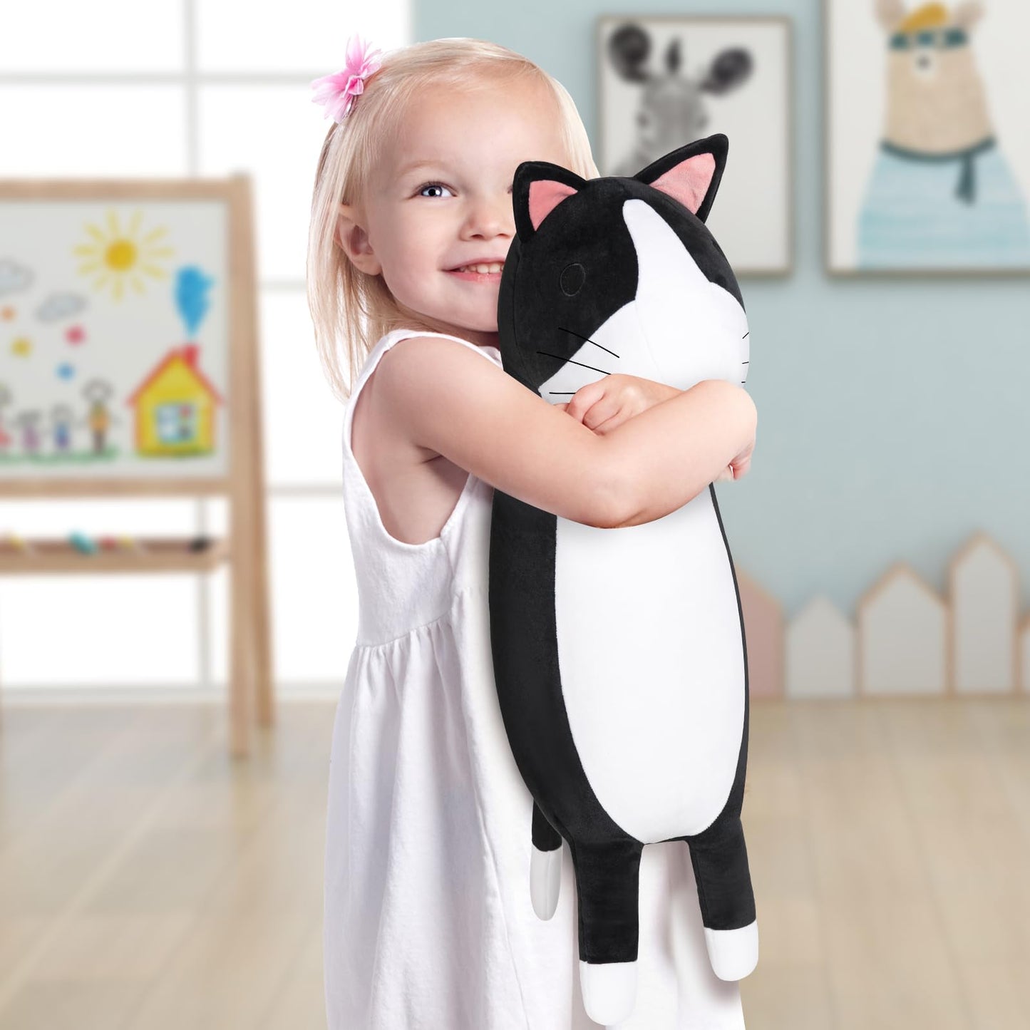 24In Large Cuddly Cat Stuffed Animals, Kawaii Cat Plush, Cute Soft Plushies Cat Animal, Stuffed Cat, Birthday Christmas For Kids, Boys, Girls, Fat Cat Stuffed Toy