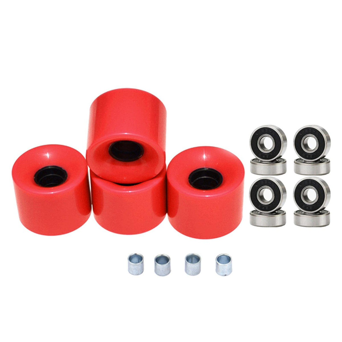 UJEAVETTE Skateboard Wheels with Bearings 60mm Wheels Set of 4 Red Black Cover