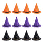 12pcs Plastic Miniature Witch Hats, Mini Small Wizard Hat Ornament Tiny Halloween Dollhouse Miniatures for Haunted House Decor D
