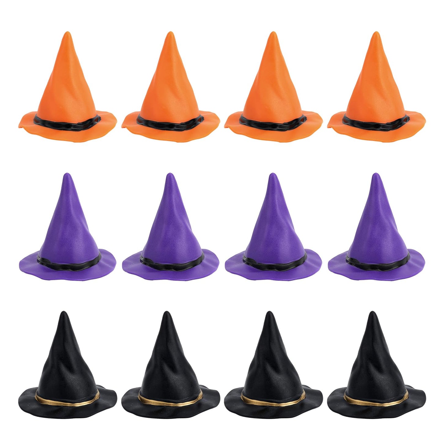 12pcs Plastic Miniature Witch Hats, Mini Small Wizard Hat Ornament Tiny Halloween Dollhouse Miniatures for Haunted House Decor D