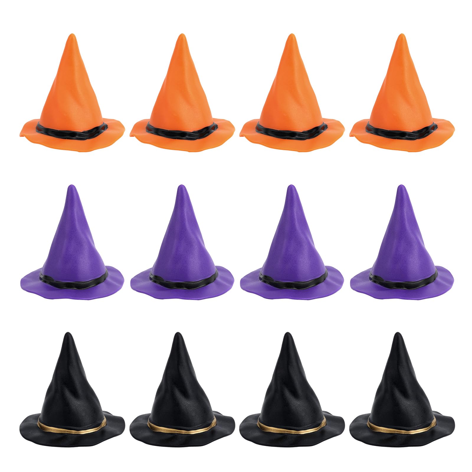 12pcs Plastic Miniature Witch Hats, Mini Small Wizard Hat Ornament Tiny Halloween Dollhouse Miniatures for Haunted House Decor D