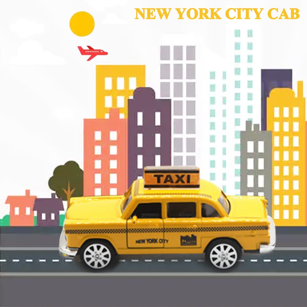 OTONOPI New York City Taxi Cab Toy Taxi Car Toy for Kids Yellow Cab Diecast Model Toy Car with Pullback Action for Toddler Age 3