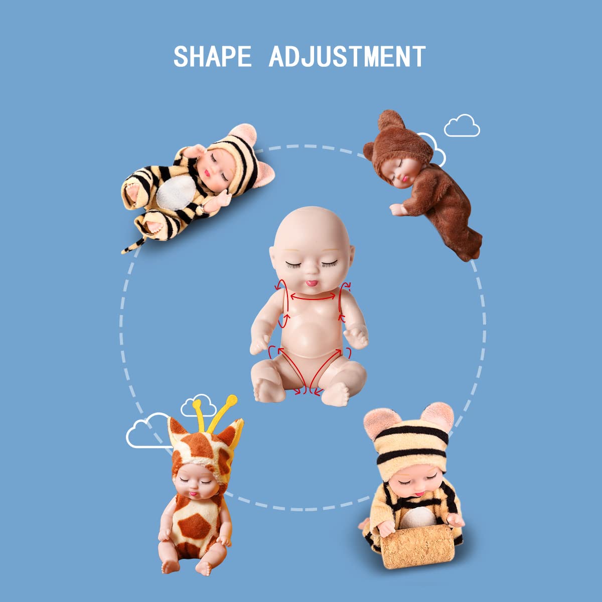 Vueos 6 Pcs 4 Inch Mini Reborn Baby Dolls Toy Set Realistic Baby Doll With Cute Animal Clothes Gifts For Girls Boys Birthday Chr