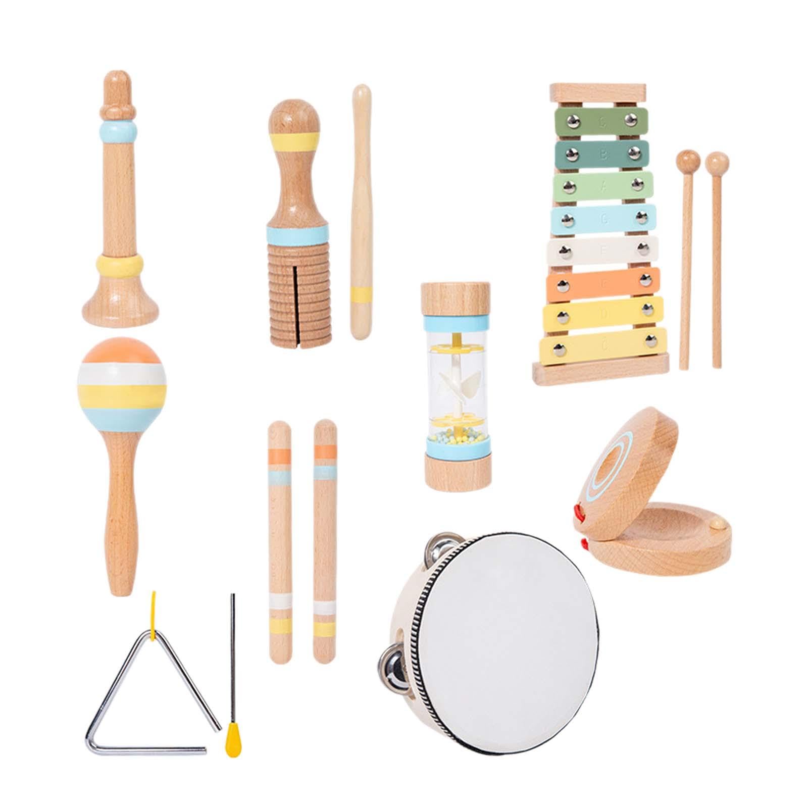 Atorse Baby Musical Instruments Set Wooden Percussion Instruments Toy For Kids Gift 9Pcs