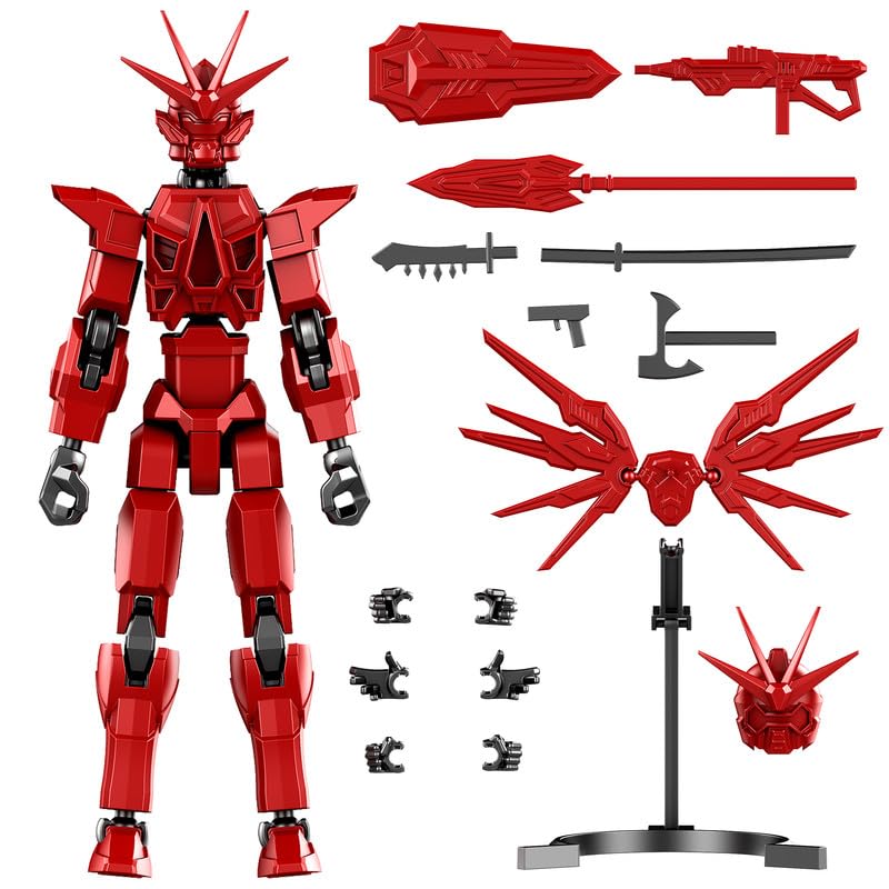 SGYYSG T13 Action Figure Already Assembled - 3D Printed Robot 13 with Interchangeable Hands &   Fully Articulated Joints for Dynamic Play & Display (Red)