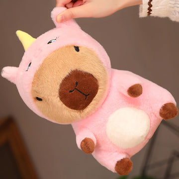 TONGSONG Capybara - Bunny Rabbit Stuffed Animal Capybara Wearing Pink Rabbit Costume Plushies Capybara Dressed as Cute Bunny Funny Plush Toys for Kids Stuffed Capybara Animals Gift for Lover 10 Inch