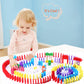 Joqutoys 600 PCS Dominoes Set for Kids  Wooden Domino Building Blocks  6 Colors Bulk Dominoes Racing Tiles Games with Extra 26 Add-on Blocks and Storage Bag  Educational Toys for Kids Birthday Party