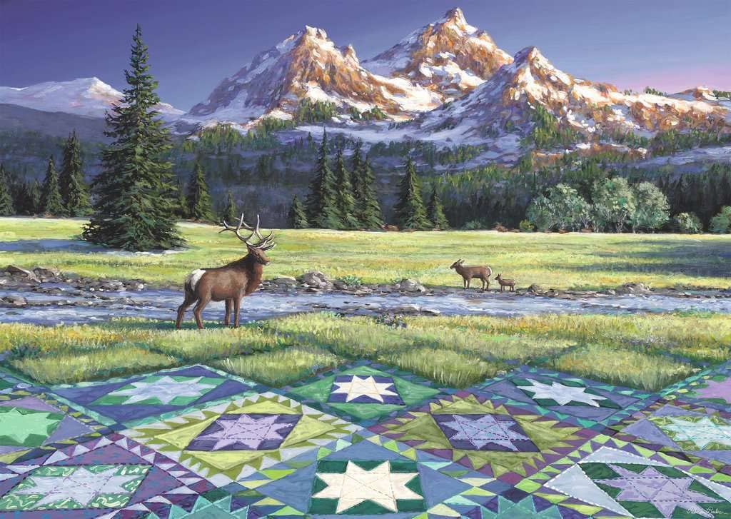 Ravensburger Mountain Quiltscape 300 Piece Large Format Jigsaw Puzzle for mature-themeds - 16788 - Every Piece is Unique  Softclick Technology Means Pieces Fit Together Perfectly