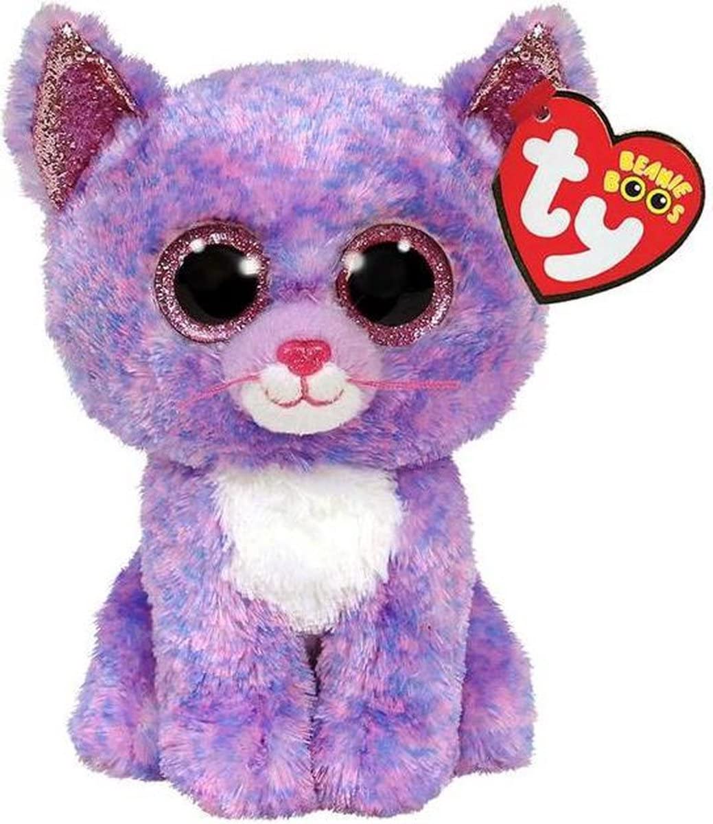 Ty Cassidy Cat Beanie Boo Stuffed Animal, 15cm, Multicoloured, Polyester, Model 2007521