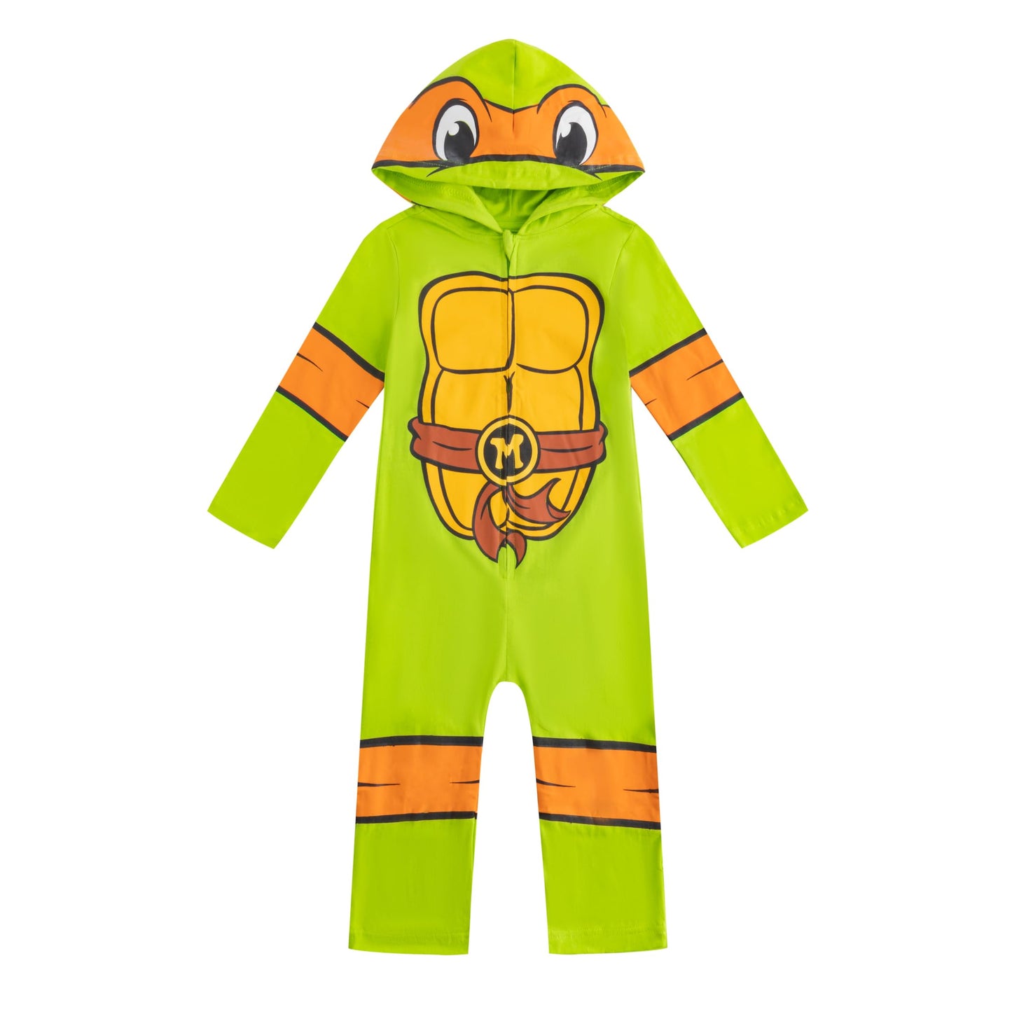 Nickelodeon Teenage Mutant Ninja Turtles Michelangelo Boys Hooded Coverall For Toddlers And Big Kids