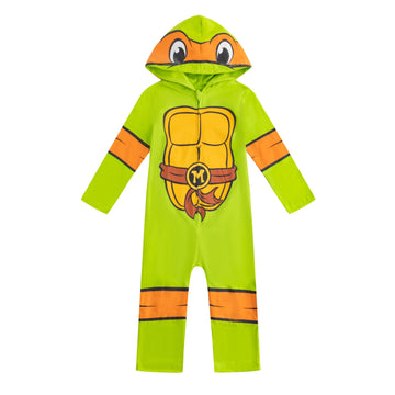 Nickelodeon Teenage Mutant Ninja Turtles Michelangelo Boys Hooded Coverall For Toddlers And Big Kids
