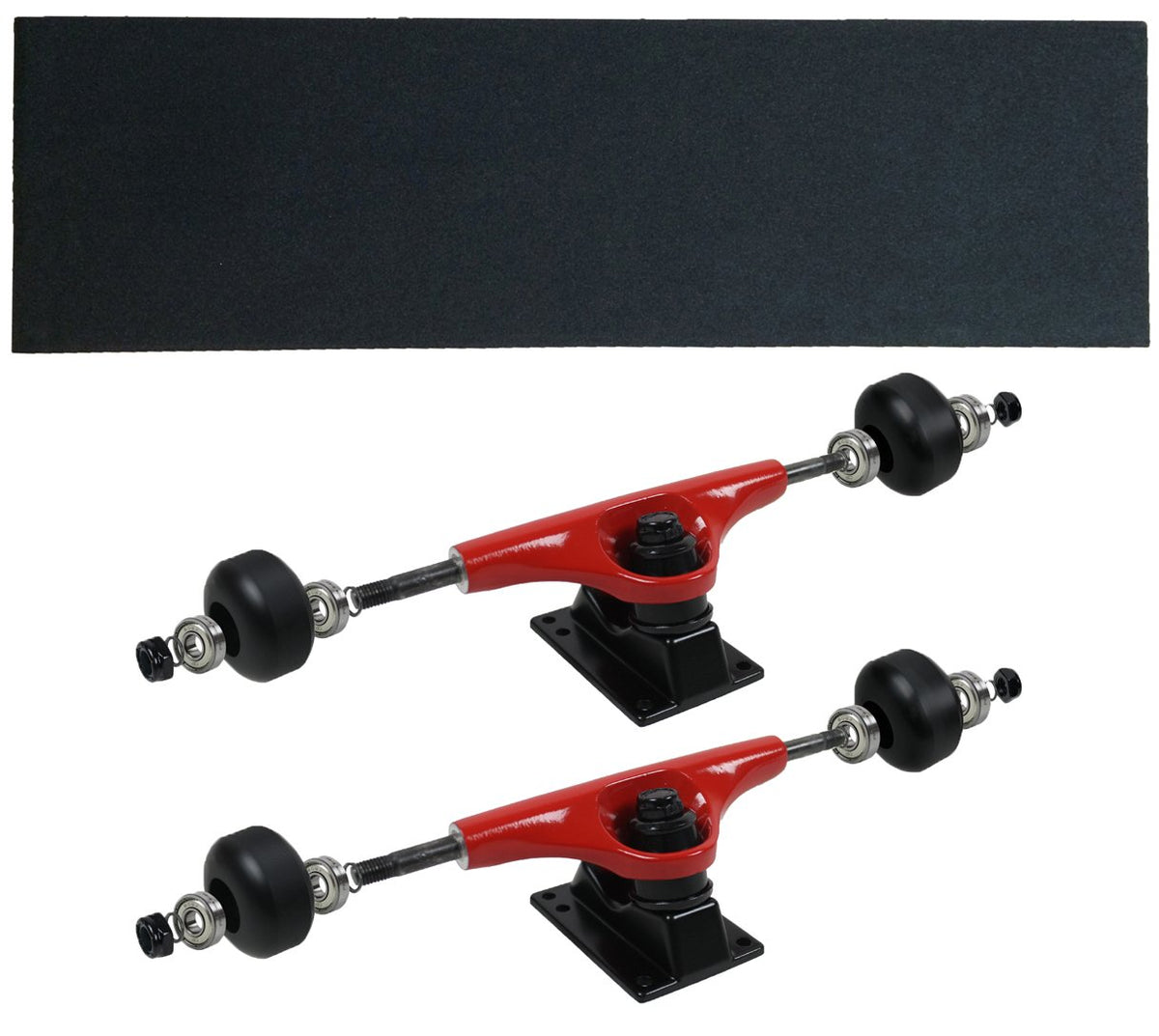 Havoc Trucks Havok Skateboard Trucks, Wheels, Bearings, Grip, Hardware Truck Package (Red, 5.0 (7.63))