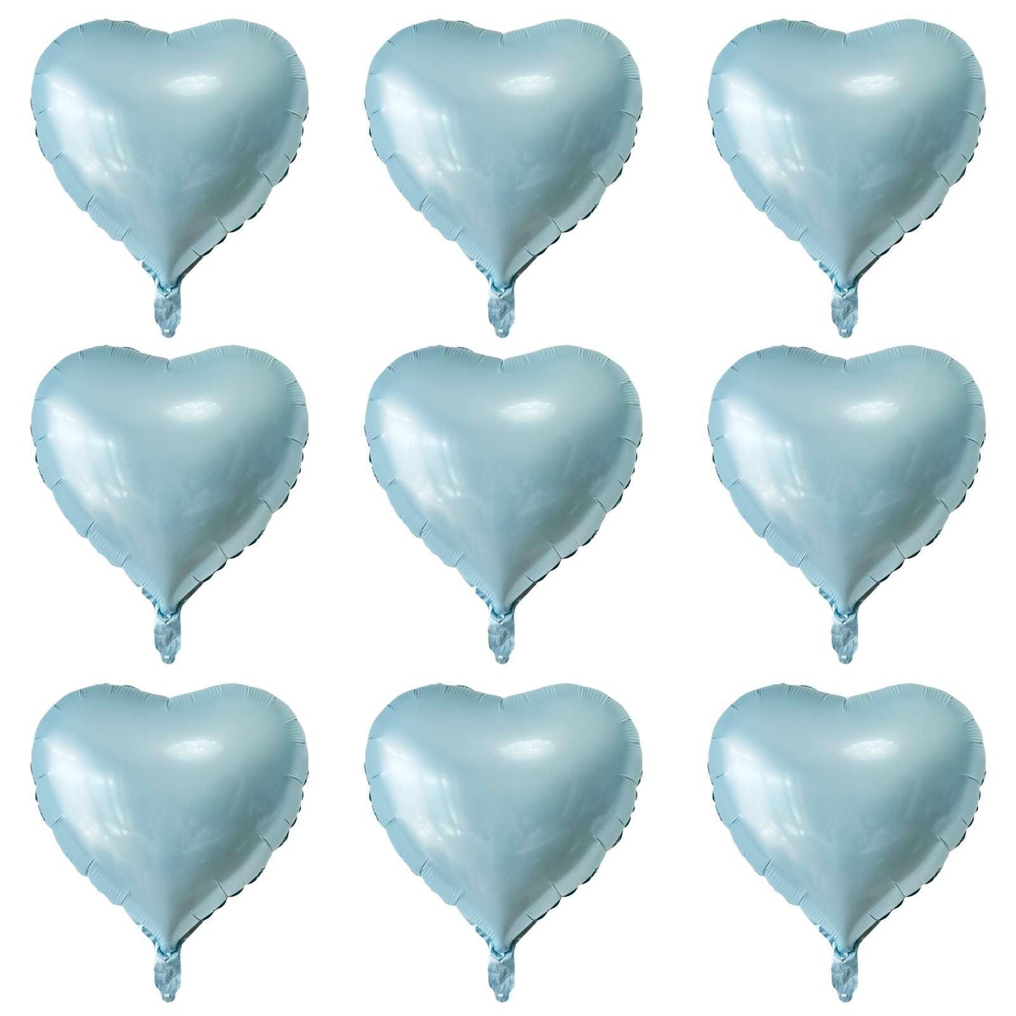 Lovoir 10 Pcs Baby Blue Heart Shape Foil Mylar Balloons 18 Inch Love Balloons For Valentine'S Day Birthday Party Decorations Wed