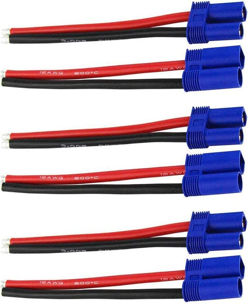 3Pairs EC5 Connectors Male & Female 5.0mm Banana Connector Plug 12 AWG 10cm Soft Silicone Wire Cable for RC Airplane Quadcopter 