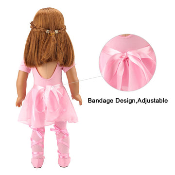 Barwa 18 Inch Doll Clothes Ballet Ballerina Outfits Dance Dress Custume Compatible With 18 Inch Dolls - 4 Pcs Leotard With Tutu Skirt, Tights And Ballet Shoes