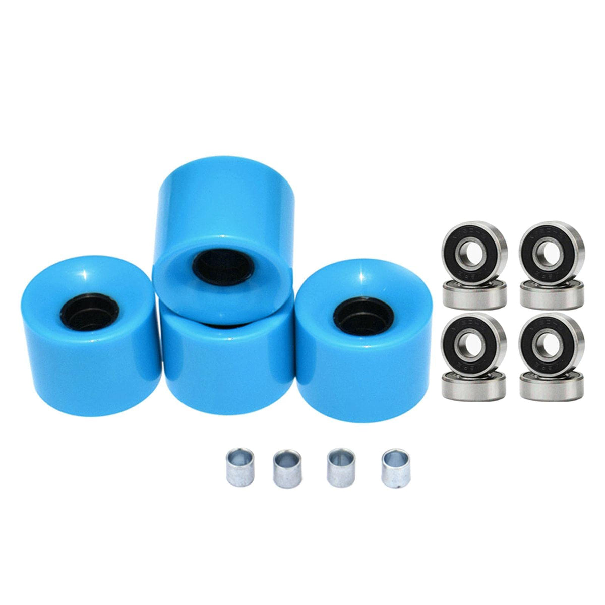 UJEAVETTE Skateboard Wheels with Bearings 60mm Wheels Set of 4 Blue Black Cover