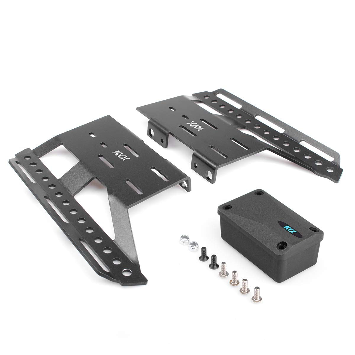 KYX Racing Metal Side Step Running Boards Foot-Plate w/Receiver Box for RC Car Axial SCX10 II 90046 90047 313mm Cherokee Body